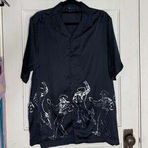 Metallic cowboy short sleeve button up shirt
